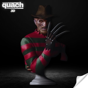 Freddy Krueger Bust (Pre Supported and Unsupported), Elm Street Stl 3D Printing, Freddy Krueger 3D model design, Freddy Krueger Digital STL