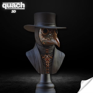 Plague Doctor Bust (Pre Supported and Unsupported), Plague Doctor Stl 3D Printing, Plague Doctor 3D model design, Plague Doctor Digital STL