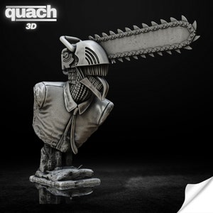 Chainsaw Man Bust (Pre Supported and Unsupported), Saw Stl File 3D Printing, Chainsaw Stl 3D model design, Statue STL, Chainsaw Digital STL