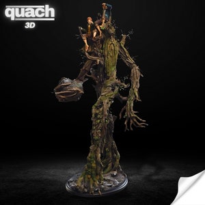 TreeBeard (Ent) With Hobbits Figure, LOTR Stl File 3D Printing, Ent Stl 3D model design, TreeBeard Statue STL, TreeBeard Hobbits Digital STL