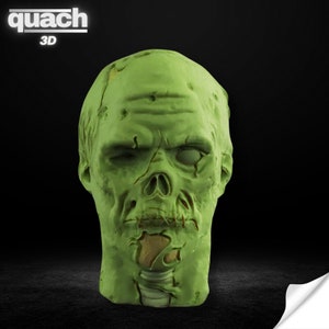 Zombie Head Figure (Pre Supported and Unsupported), Zombie Head Stl File 3D Printing, Zombie Head Stl 3D model design, Statue STL