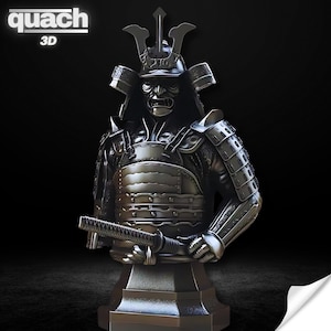 Samurai Bust (Pre Supported and Unsupported), Samurai Stl File 3D Printing, Samurai Stl 3D model design, Statue STL, Samurai Digital STL