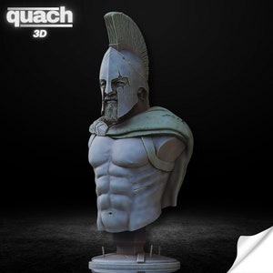 Popiersie Leonidasa w bitwie, popiersie Leonidasa w bitwie 300 Sparta Stl, projekt modelu 3D popiersia króla Leonidasa w stl, cyfrowy obraz STL bitwy Leonidasa
