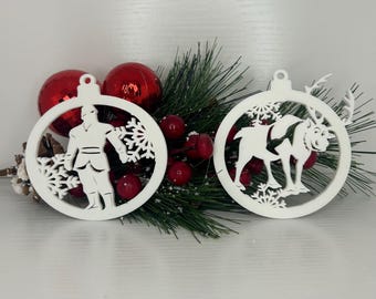 Custom Color Kristoff and Sven Frozen Christmas Ornaments Set