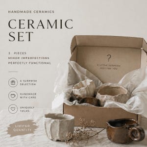 Keramiskt set (3 delar) – Handgjord keramik | Studio Seconds | Blandade koppar och muggar