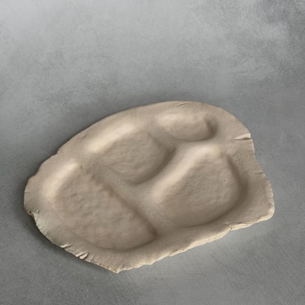 Prato de lanche fosco, prato de servir de cerâmica feito à mão, 9,75 x 8 pol., acabamento fosco moderno, cerâmica artesanal, pode ir ao micro-ondas e à máquina de lavar louça