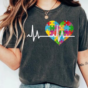 Love Heart Puzzle Acceptance Shirt,Autism Awareness Shirt,Gift for Healthcare Workers,Colorful & Fun Casual Wear,Positive Vibes Merchandise