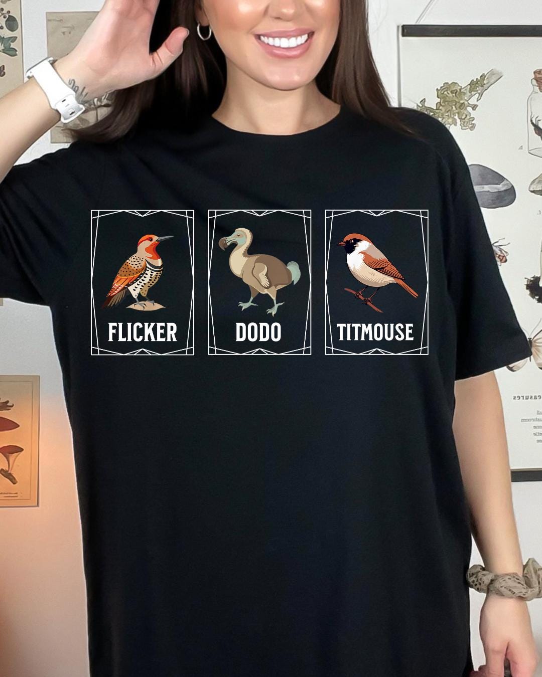 Anti Maga Bird Shirt, Flicker Dodo Titmouse Subtle Fck Trump Shirt, Gift for Democrat, Fck Trump Progressive Liberal Flower Tee