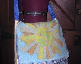 DeviDesigns Blazing Star Shine Sun God Batik Messenger Bag