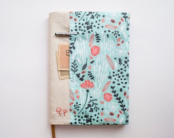 Botanical Springtime - adjustable A5 fabric bookcover