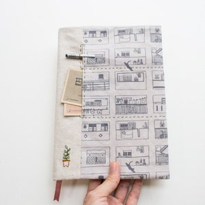 Singapore HDB neighbourhood - adjustable A5 fabric bookcover