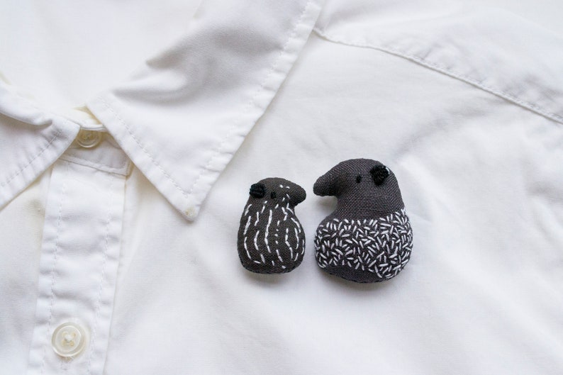 Tapir parent and child mini hand-embroidered brooch pins image 4