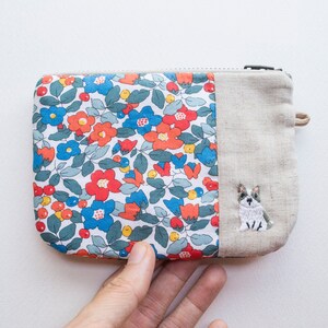 Liberty Hand-Embroidered Petit Zip Pouches Frenchie