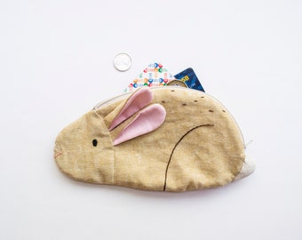 Rabbit Bunny loaf small zip pouch