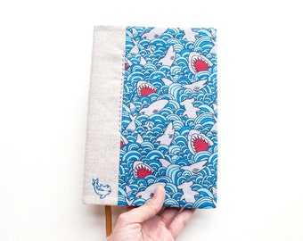 Shark Attack - adjustable A5 fabric bookcover
