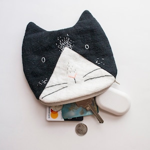 Petite pochette zippée Tuxedo Cat