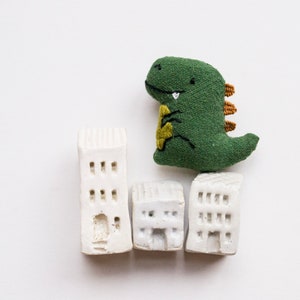 T-rex Dinosaur mini embroidered brooch pin Forest Green