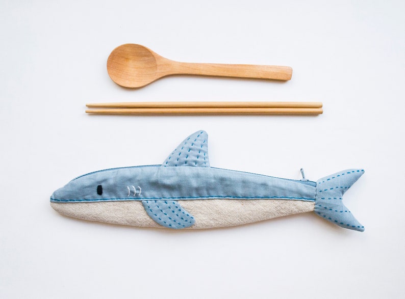 Finn the Shark travel cutlery pouch case image 1