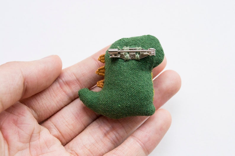 T-rex Dinosaur mini embroidered brooch pin image 2