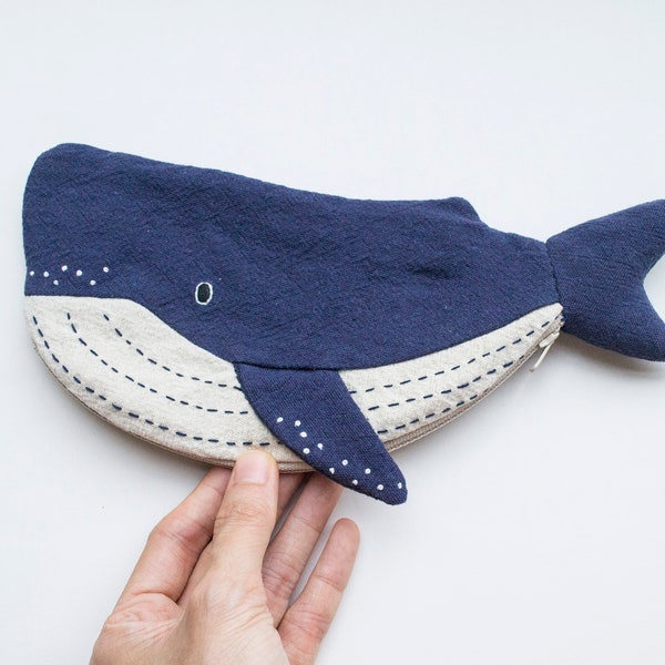 Petite pochette zippée Baleine à bosse