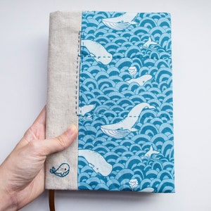 Whale of a time - adjustable A5 fabric bookcover