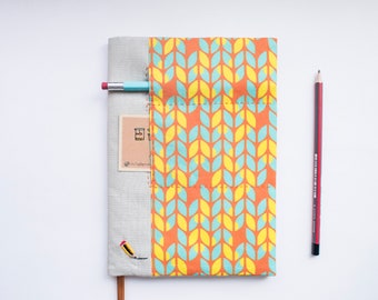 Sunburst Knits - adjustable A5 fabric bookcover