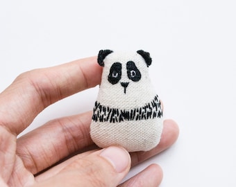 Panda mini embroidered brooch pin - Tumblelina