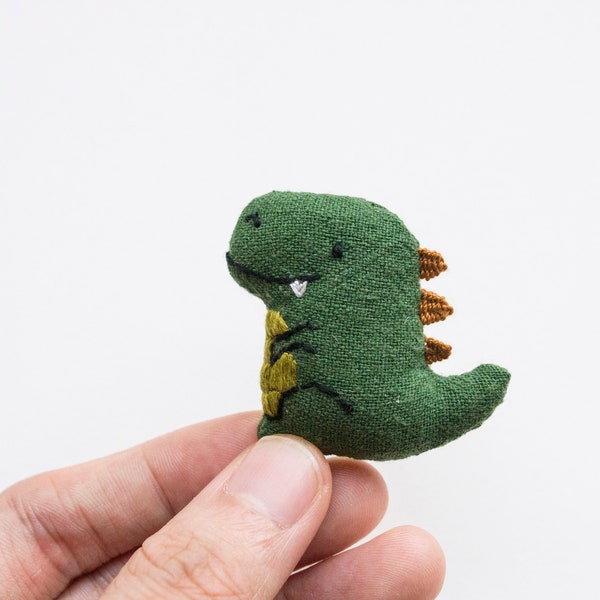T-rex Dinosaur mini embroidered brooch pin