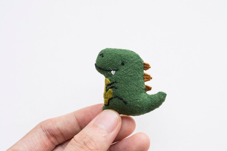 T-rex Dinosaur mini embroidered brooch pin image 1