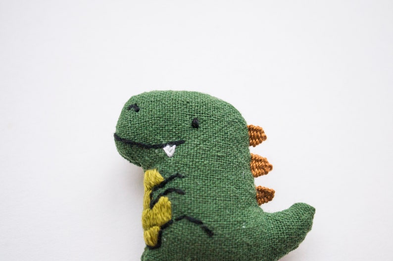T-rex Dinosaur mini embroidered brooch pin image 3