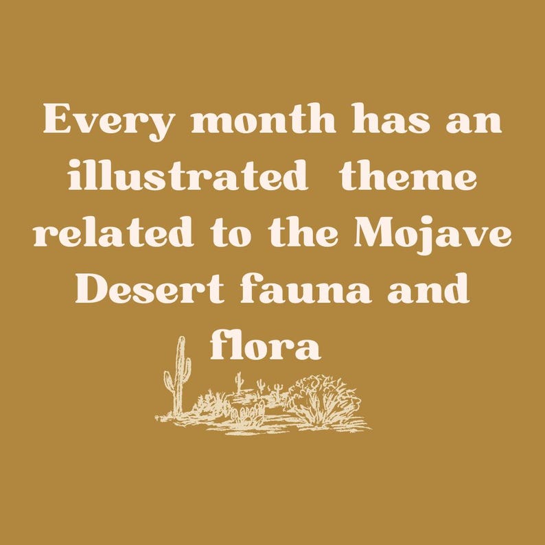 Large 2025 Desert Fauna and Flora Calendar Wall Calendar 2025 Mojave