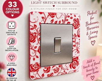 Embellecedor floral para interruptor y enchufe, placa de pared decorativa con diseño, individual o doble, impresión 3D (Reino Unido)