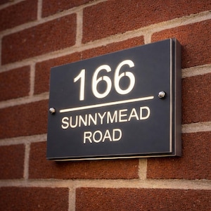 Modern LED House Number Sign: Custom Illuminated Address Plaque