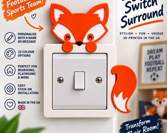 Personalised Fox Light Switch & Socket Surround, Woodland Nursery Decor, Kids Bedroom Decor