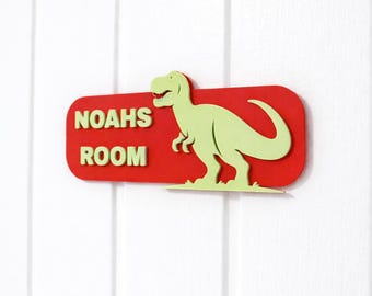 Gepersonaliseerde deurbord dinosaurus: aangepaste kinderkamerdecoratie