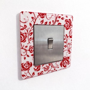 Floral Light Switch and Socket Surround. Decorative Patterned Wall Plate Cover. Single or Double