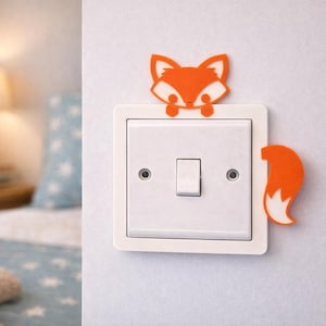 Marco de interruptor de luz de zorro: decoración de habitación infantil con temática de bosque