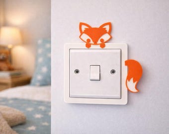Marco de interruptor de luz de zorro: decoración de habitación infantil con temática de bosque