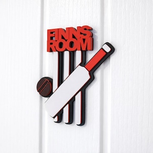 Letrero de puerta de cricket personalizado: decoración para dormitorio infantil