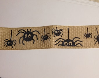 SALE - Three Yards Cotton Halloween Spider Trim or Ribbon - Sewing Gift Wrap Supplies