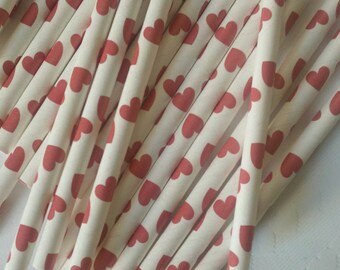 Paper Straws with Hearts - Set of 25 - Valentine's Day, Engagement Party, Wedding, Love Theme