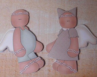 SALE - Boy and Girl Angel Paper Pieces - Scrapbook Supplies Project Life Scrapbook Pages