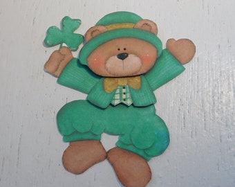 St. Patrick's Day Teddy Bear Paper Piece - Scrapbook Supplies - DIY Cards