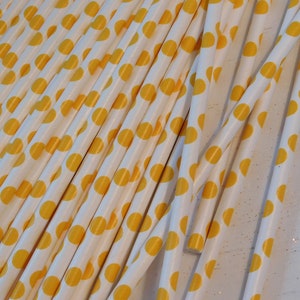 Set of 40 Paper Party Straws Yellow Polka Dots image 2