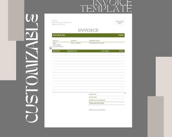 Green-Themed Digital Download: Professional Invoice Word Doc Template