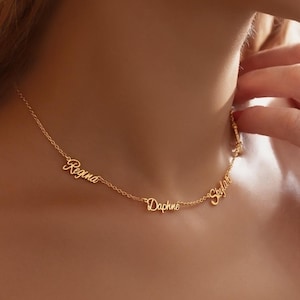 Colar personalizado com vários nomes, colar com 2 nomes em prata maciça, joia com nome, presente para esposa, presente de Natal para mãe