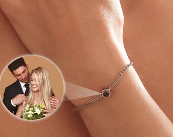 Personalized Photo Bracelet, Projection Bracelet, Picture Inside Bracelet, Memorial Jewelry Gift, Wedding Gift, Valentine's Day Gift for Her