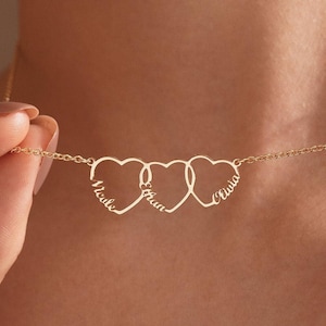 Familien Name Halskette mit Herz, Multiple Herz Halskette, Kinder Namen Halskette für Mama, personalisierte Halskette, Muttertagsgeschenk, Geschenk für Frau