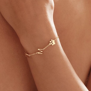 Pulsera con inicial personalizada, pulsera con letras y corazón, pulsera con nombre para mujer, pulsera de regalo, regalo para amiga, regalo de graduación