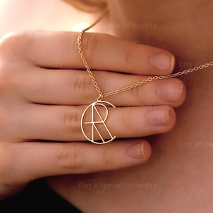 Collar con monograma personalizado, collar con nombre y logotipo de diseño único, collar con nombre, regalo único, regalo personalizado para mamá, aniversario